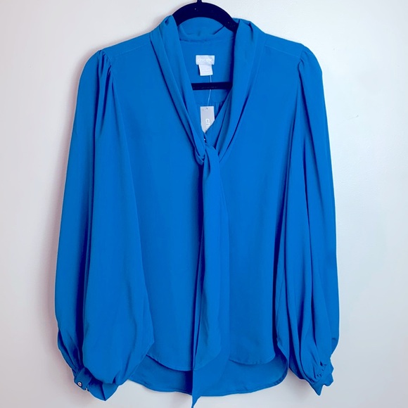 Chico’s Long-Sleeve Crepe Tie-Neck Blouse NEW! - Picture 6 of 12